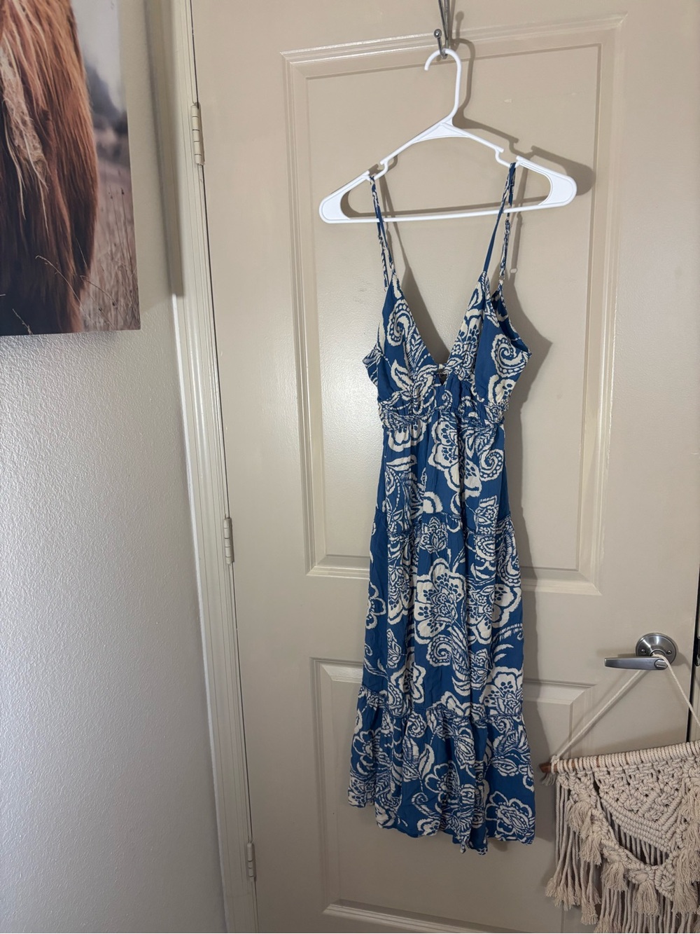 Blue and White Floral Maxi Dress - Women